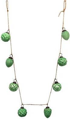 Clayre & Eef Kerstballen Set Van 8 Ø 5 Cm/135 Cm Groen Glas Kerst Hanger Kerst Decoratie Groen Kerst Hanger Kerst
