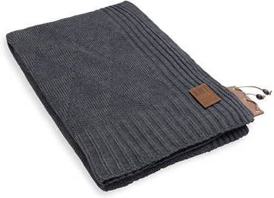 Knit Factory Jay Gebreid Plaid Woondeken Antraciet 160x130 cm