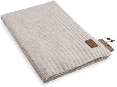 Knit Factory Jay Gebreid Plaid Woondeken Beige 160x130 cm