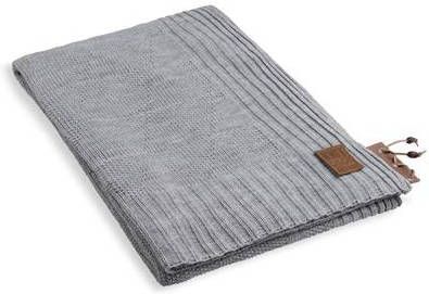 Knit Factory Jay Gebreid Plaid Woondeken Licht Grijs 160x130 cm