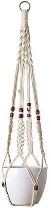 LavandouX Macramé Plantenhanger met Houten Kralen Katoen Crème
