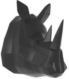 present time pt,  Wandhanger Origami Rhino Polyresin Mat Zwart 21x29, 5x27, 5cm