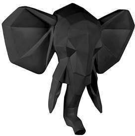 Present Time Decoratieve objecten Wall hanger Origami Elephant polyresin matt black Zwart