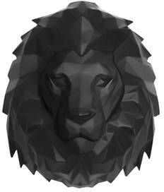 Present Time Decoratieve objecten Wall hanger Origami Lion polyresin matt Zwart