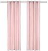 VidaXL Gordijnen met metalen ringen 2 st streep 140x225 cm katoen roze online kopen