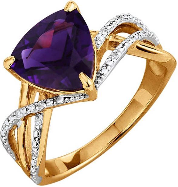 KLiNGEL Damesring met amethist en diamanten Paars
