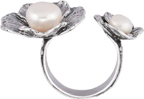 KLiNGEL Damesring met cultivé zoetwaterparels Wit