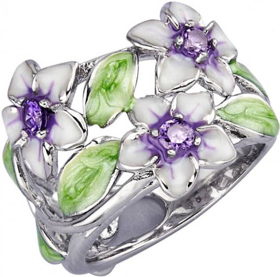 KLiNGEL Damesring met email en zirkonia's Wit