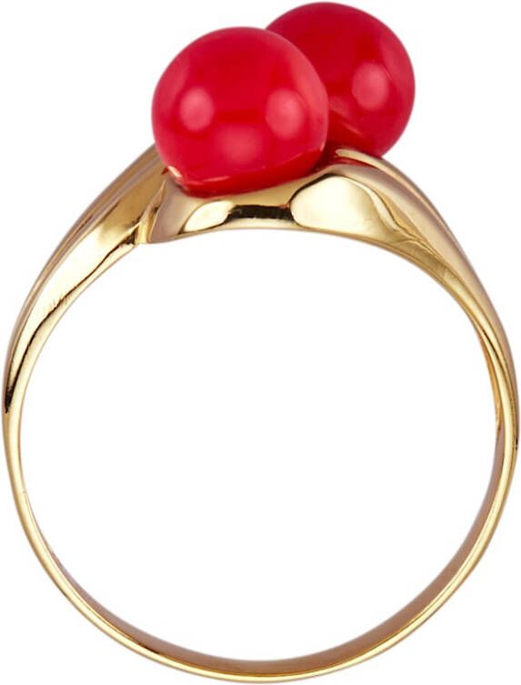 KLiNGEL Damesring met koraal(beh.) Rood