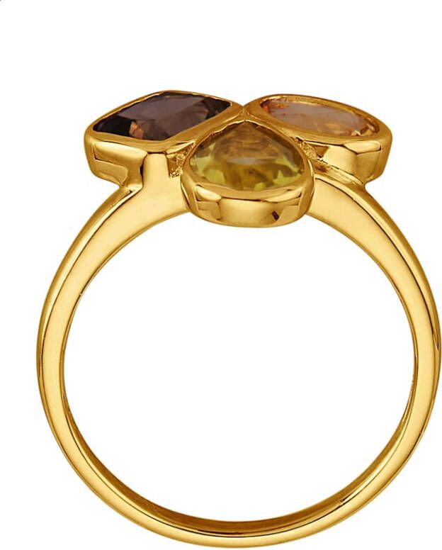 KLiNGEL Damesring met lemonkwarts, rookkwarts en citrien Goudkleur