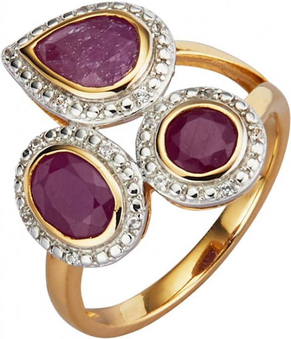 KLiNGEL Damesring met robijnen en saffieren Rood