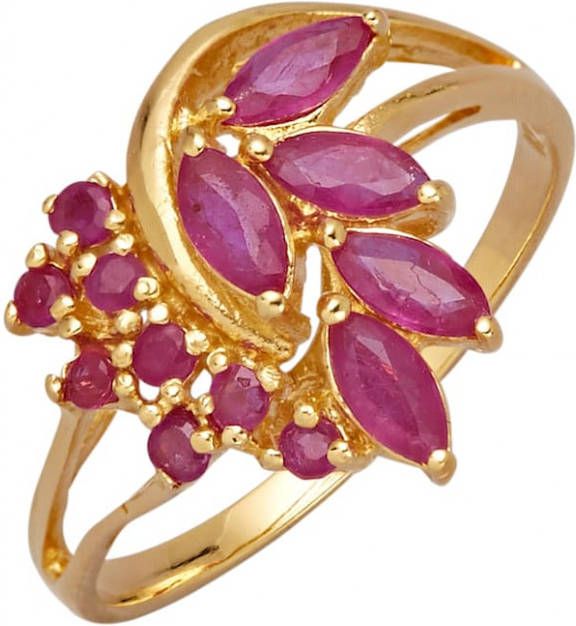 KLiNGEL Damesring met robijnen Goudkleur