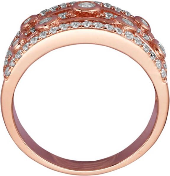 KLiNGEL Damesring met synth. zirkonia's Roodgoudkleur