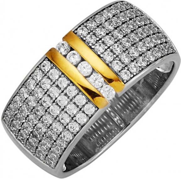 KLiNGEL Damesring met zirkonia's Zilverkleur