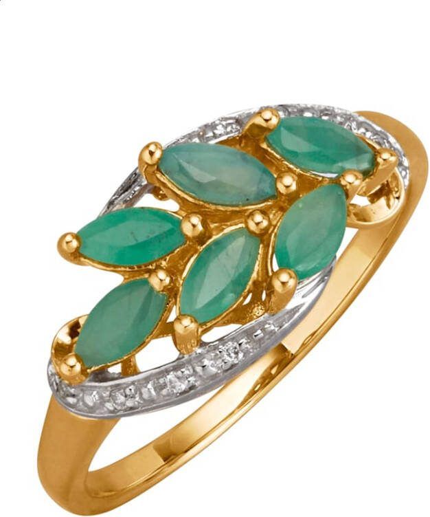 Diemer Farbstein Damesring met smaragden en diamanten Groen