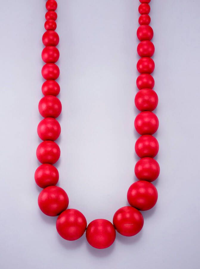 KLiNGEL Collier met houten kralen Rood
