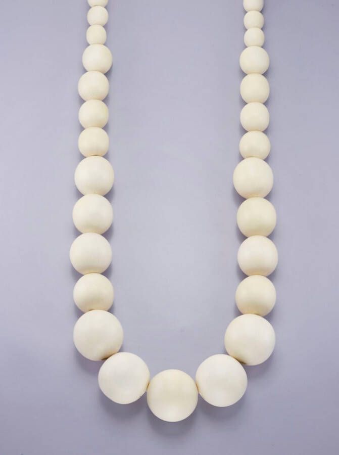 KLiNGEL Collier met houten kralen Wit
