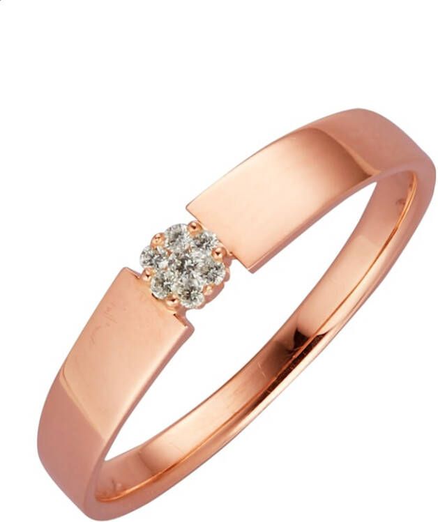 KLiNGEL Damesring met diamanten Roodgoudkleur