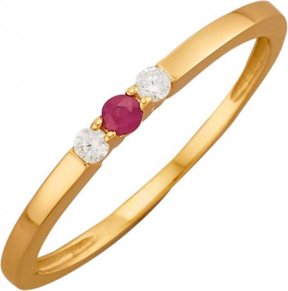 KLiNGEL Damesring met robijn en synth. zirkonia's Rood