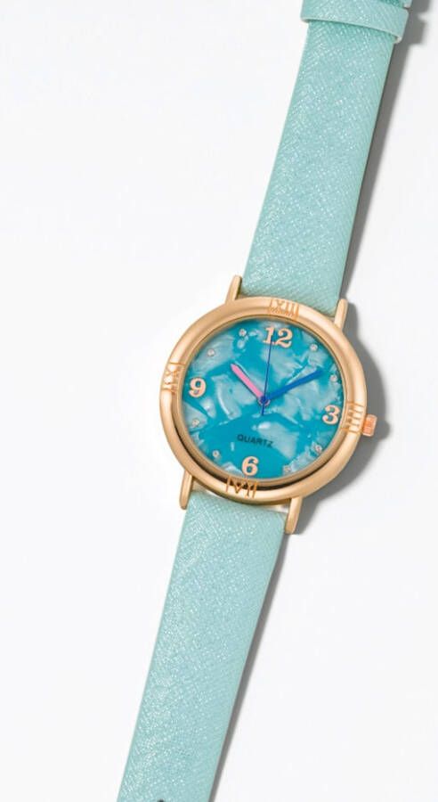 KLiNGEL Horloge Turquoise/Goudkleur