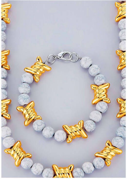 KLiNGEL Sieradenset ketting en armband Wit/Goudkleur