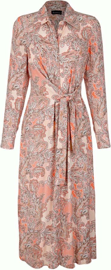 Komplimente Jurk met bindbandje in de taille Ecru/Tan/Steenrood