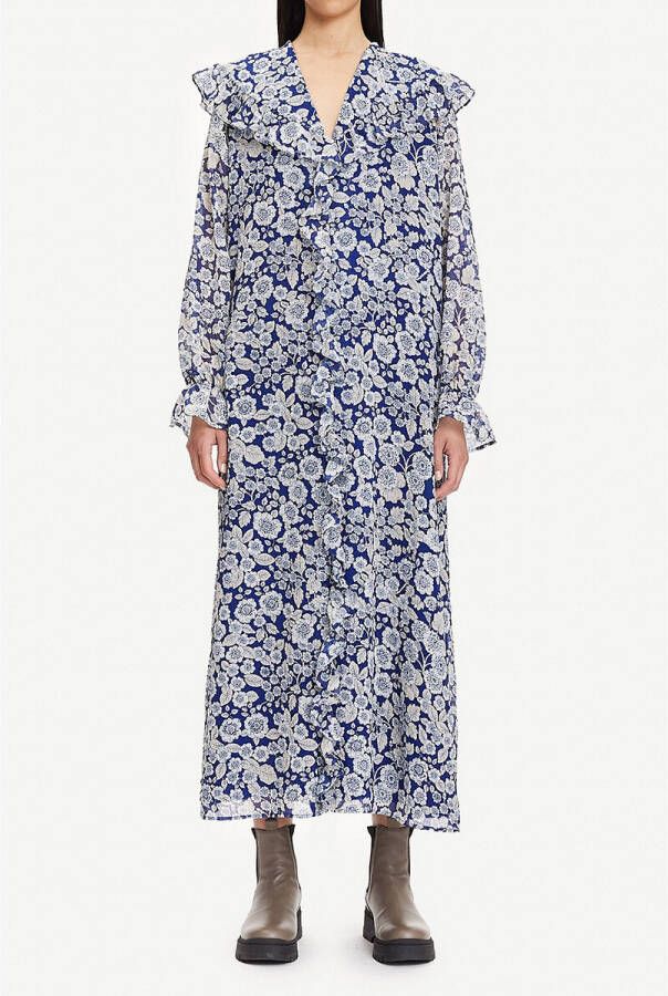 Samsøe Samsøe Jytta lange jurk , Blauw, Dames