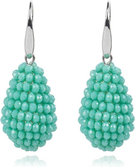 Cilla Jewels Druppel oorhangers Kristal Turquoise