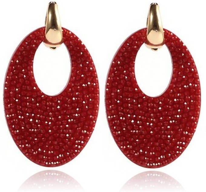Cilla Jewels Ovale dames oorbellen Bordeaux Goudkleurig