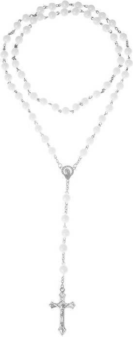 LGT JWLS Witte rozenkrans ronde kralen met kruis