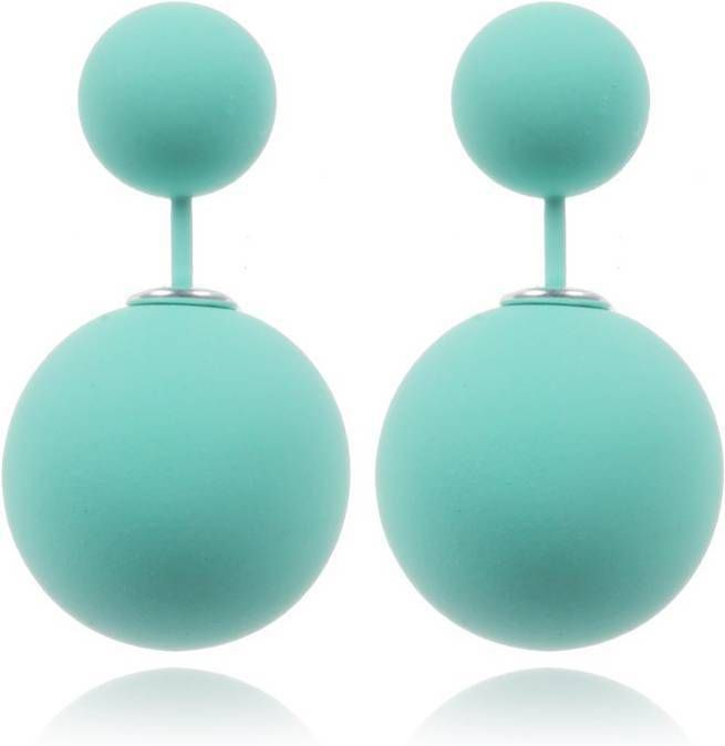 LGT JWLS Double Dots oorbellen Matte Turquoise