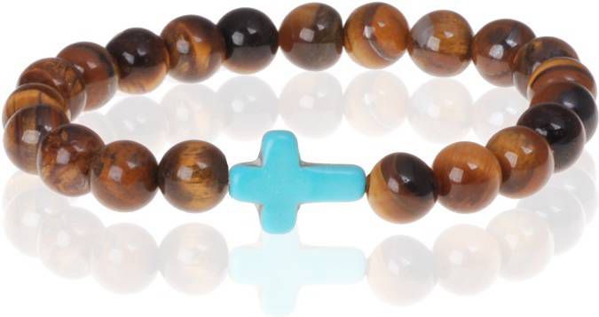 Memphis kralen armband Tigereye Cross