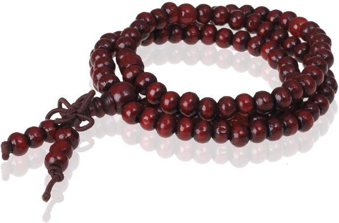 Memphis Tibetaanse Mala gebedsarmband Houten kralen Roodbruin