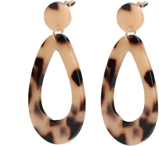 Manfield Bruine oorbellen met print