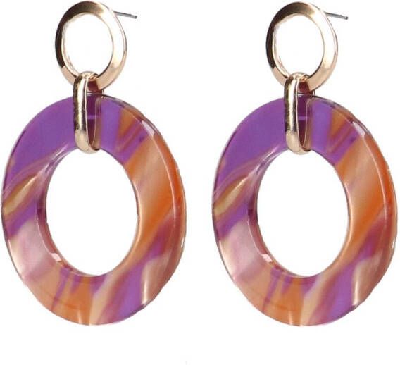Manfield Paarse oorbellen met print