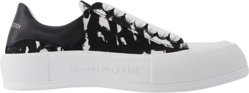 alexander mcqueen Dek sneakers in leer , Zwart, Heren
