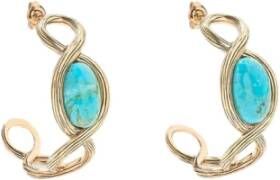 Aurélie Bidermann Creoolse oorbellen met groen turquoise aldabra , Geel, Dames