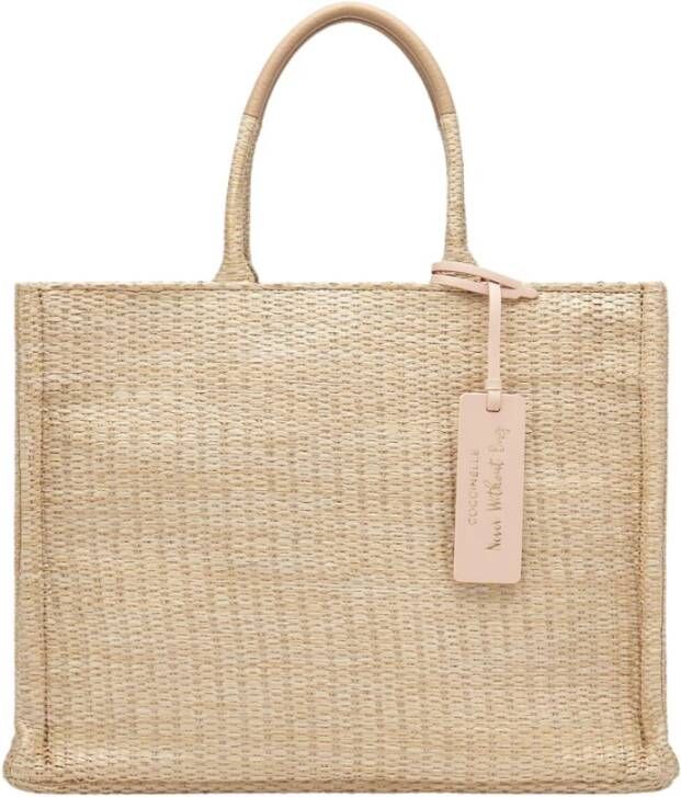 Coccinelle Never Without Bag Cross Straw Monocolor Medium , Beige, Dames
