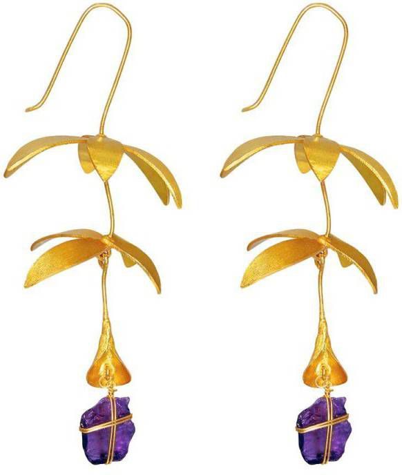 Dinari Jewels Bloemen kroonluchter amethist oorbellen , Paars, Dames
