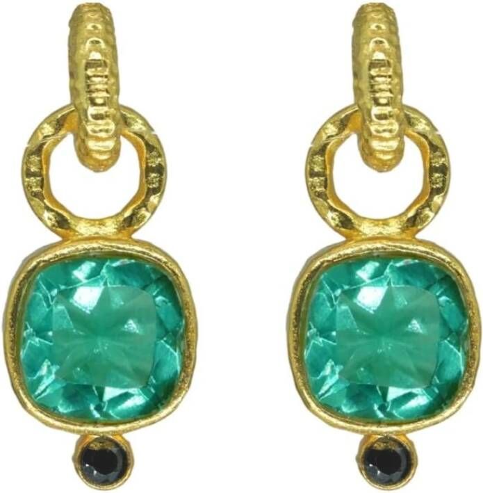 Dinari Jewels Charm Hoop oorbellen , Groen, Dames