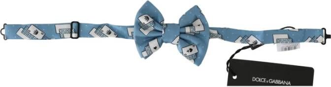 Dolce & Gabbana Light Blue Deck Of Cards Adjustable Neck Papillon Bow Tie , Blauw, Heren