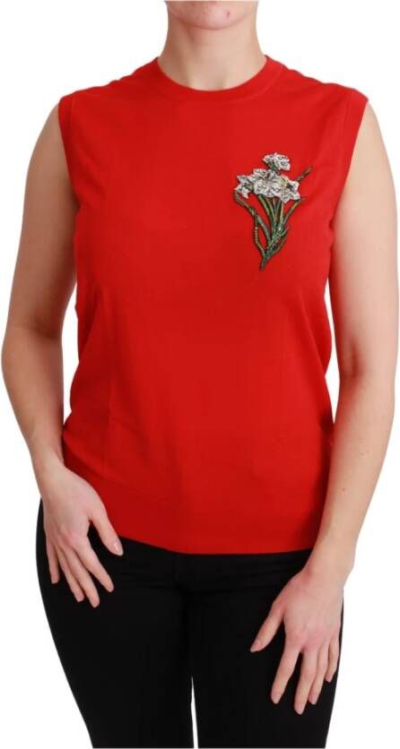Dolce & Gabbana Vest kristalbloem , Rood, Dames