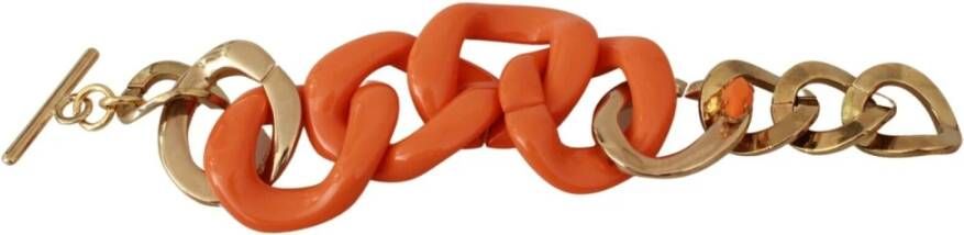 Ermanno Scervino Gouden oranje ketting brede br plastic armband , Oranje, Dames