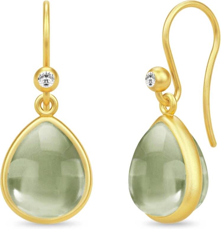 Julie Sandlau Paloma oorbellen goud , Groen, Dames