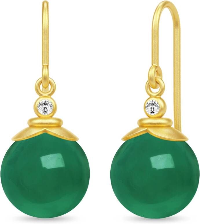 Julie Sandlau Berry oorbellen goud , Groen, Dames