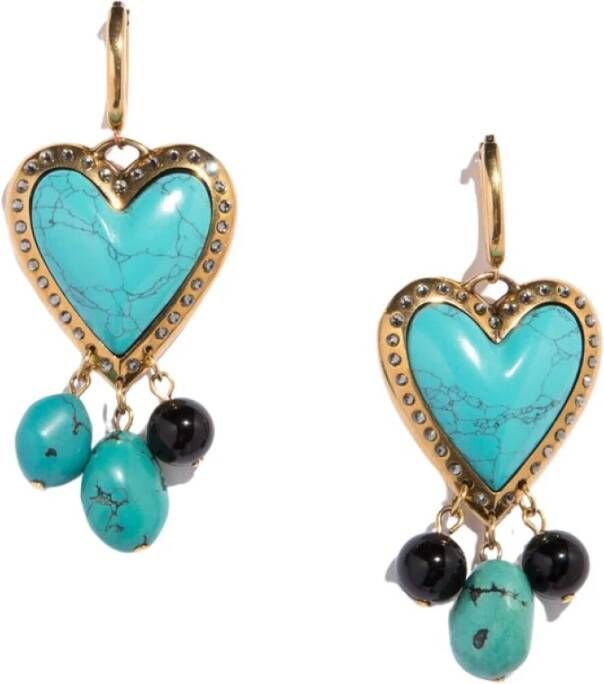 La DoubleJ Cuore Piccolo Earrings , Blauw, Dames