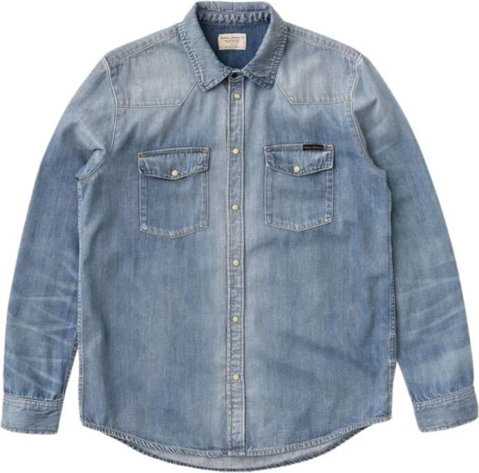 Nudie Jeans George Blue Tribe denim shirt , Blauw, Heren