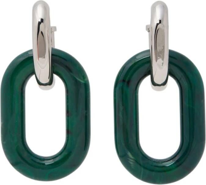 Paco Rabanne XL Link Double Hoop oorbellen , Groen, Dames