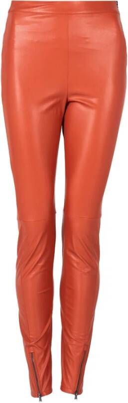 PATRIZIA PEPE Leren Broeken Oranje Dames