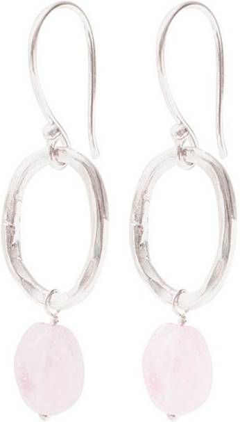 A Beautiful Story Oorbellen Graceful Rose Quartz Silver Plated Earrings Roze